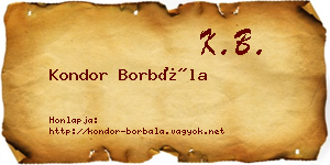 Kondor Borbála névjegykártya